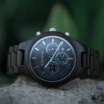 Ebony Wood Chronograph Wristwatch Watches Viking Warriors