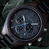 Ebony Wood Chronograph Wristwatch Watches Viking Warriors
