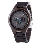 Ebony Wood Chronograph Wristwatch Watches Viking Warriors