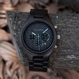 Ebony Wood Chronograph Wristwatch Watches Viking Warriors