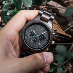 Ebony Wood Chronograph Wristwatch Watches Viking Warriors