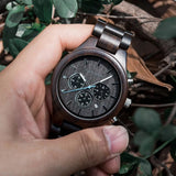 Ebony Wood Chronograph Wristwatch Watches Viking Warriors