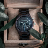 Ebony Wood Chronograph Wristwatch Watches Viking Warriors