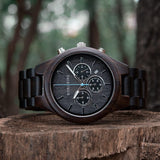 Ebony Wood Chronograph Wristwatch Watches Viking Warriors