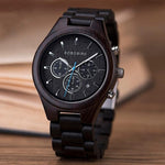 Ebony Wood Chronograph Wristwatch Watches Viking Warriors