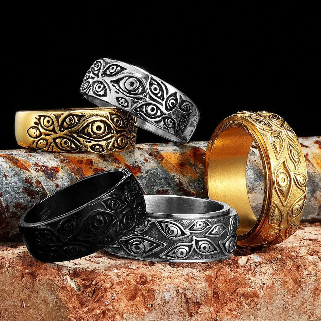 Verstelbare Ronde Ringen -Blauw en Zwart stenen Verstelbare Ronde Ringen -Blauw en Zwart stenen