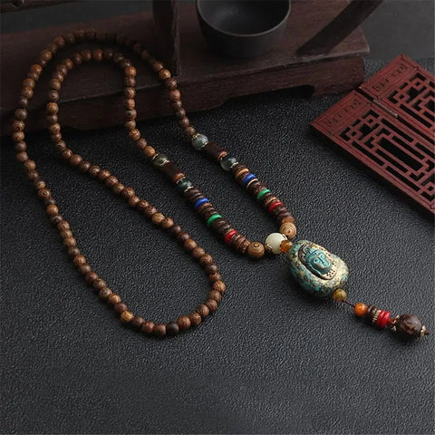 Exquisite Retro Buddhist Beads Necklace Necklace Viking Warriors