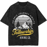 Fellowship Hiking Co An Epic Journey Awaits Fantasy Washed T-Shirt t shirt Viking Warriors
