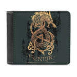 Fenrir Wolf Pu Leather Bifold Wallet Wallets & Money Clips Viking Warriors