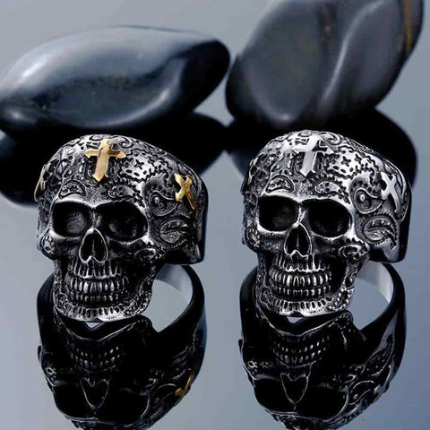 Gothic Cross Skull Ring skull ring Viking Warriors