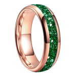 Green Crystal Stone Inlaid Tungsten Ring rings Viking Warriors