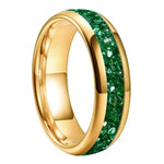 Green Crystal Stone Inlaid Tungsten Ring rings Viking Warriors