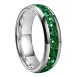 Green Crystal Stone Inlaid Tungsten Ring rings Viking Warriors