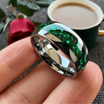 Green Crystal Stone Inlaid Tungsten Ring rings Viking Warriors