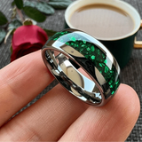 Green Crystal Stone Inlaid Tungsten Ring rings Viking Warriors