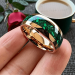 Green Crystal Stone Inlaid Tungsten Ring rings Viking Warriors