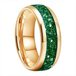 Green Crystal Stone Inlaid Tungsten Ring rings Viking Warriors