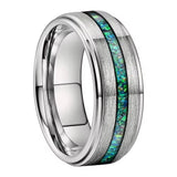 Green Opal Tungsten Ring Unique Wedding Band rings Viking Warriors