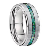 Green Opal Tungsten Ring Unique Wedding Band rings Viking Warriors