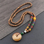 Handmade Mala Wood Bead Buddhist Necklace Wooden beads necklace Viking Warriors
