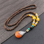 Handmade Mala Wood Bead Buddhist Necklace Wooden beads necklace Viking Warriors