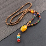 Handmade Mala Wood Bead Buddhist Necklace Wooden beads necklace Viking Warriors