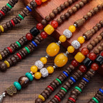 Handmade Mala Wood Bead Buddhist Necklace Wooden beads necklace Viking Warriors