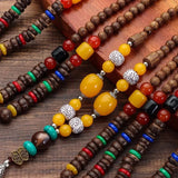 Handmade Mala Wood Bead Buddhist Necklace Wooden beads necklace Viking Warriors
