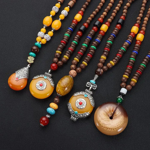 Handmade Mala Wood Bead Buddhist Necklace Wooden beads necklace Viking Warriors