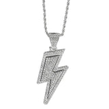 Hip-Hop Zirconia Lightning Bolt Pendant Necklace Necklace Viking Warriors