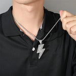 Hip-Hop Zirconia Lightning Bolt Pendant Necklace Necklace Viking Warriors