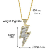 Hip-Hop Zirconia Lightning Bolt Pendant Necklace Necklace Viking Warriors