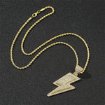 Hip-Hop Zirconia Lightning Bolt Pendant Necklace Necklace Viking Warriors