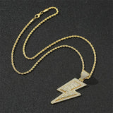 Hip-Hop Zirconia Lightning Bolt Pendant Necklace Necklace Viking Warriors