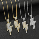 Hip-Hop Zirconia Lightning Bolt Pendant Necklace Necklace Viking Warriors