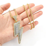 Hip-Hop Zirconia Lightning Bolt Pendant Necklace Necklace Viking Warriors