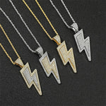Hip-Hop Zirconia Lightning Bolt Pendant Necklace Necklace Viking Warriors