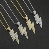 Hip-Hop Zirconia Lightning Bolt Pendant Necklace Necklace Viking Warriors