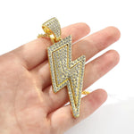 Hip-Hop Zirconia Lightning Bolt Pendant Necklace Necklace Viking Warriors