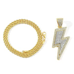 Hip-Hop Zirconia Lightning Bolt Pendant Necklace Necklace Viking Warriors