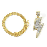 Hip-Hop Zirconia Lightning Bolt Pendant Necklace Necklace Viking Warriors