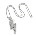 Hip-Hop Zirconia Lightning Bolt Pendant Necklace Necklace Viking Warriors
