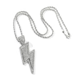 Hip-Hop Zirconia Lightning Bolt Pendant Necklace Necklace Viking Warriors
