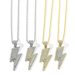Hip-Hop Zirconia Lightning Bolt Pendant Necklace Necklace Viking Warriors