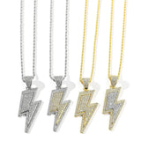 Hip-Hop Zirconia Lightning Bolt Pendant Necklace Necklace Viking Warriors
