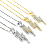 Hip-Hop Zirconia Lightning Bolt Pendant Necklace Necklace Viking Warriors