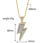 Hip-Hop Zirconia Lightning Bolt Pendant Necklace Necklace Viking Warriors