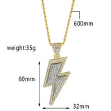 Hip-Hop Zirconia Lightning Bolt Pendant Necklace Necklace Viking Warriors
