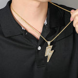 Hip-Hop Zirconia Lightning Bolt Pendant Necklace Necklace Viking Warriors