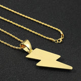 Hip-Hop Zirconia Lightning Bolt Pendant Necklace Necklace Viking Warriors